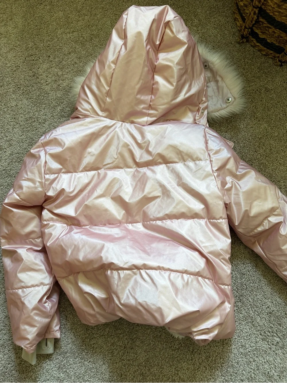 Abercrombie Kids' Shimmer Pink Hooded Puffer Coat